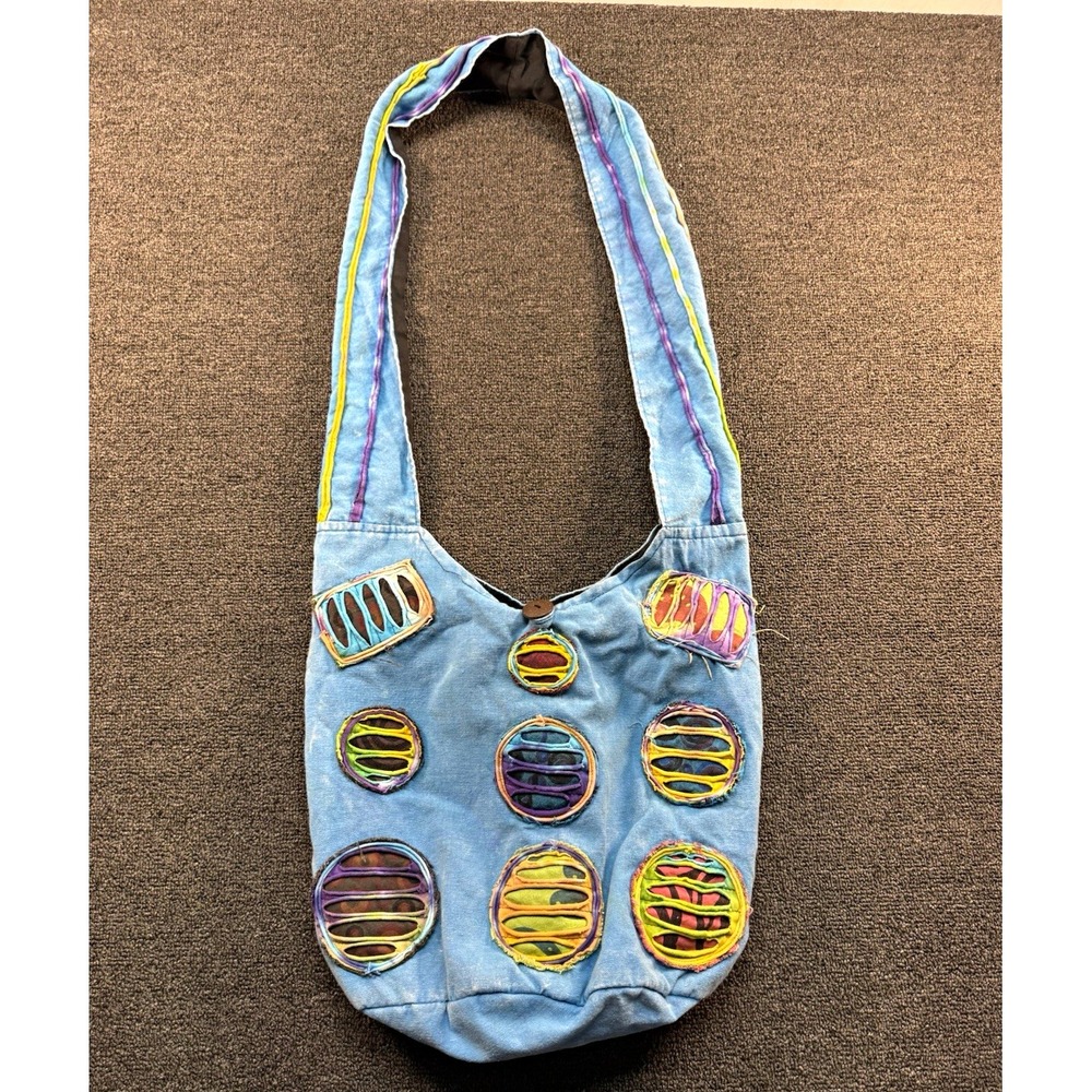 Blue Shoulder Hobo Hippie Bag Colorful